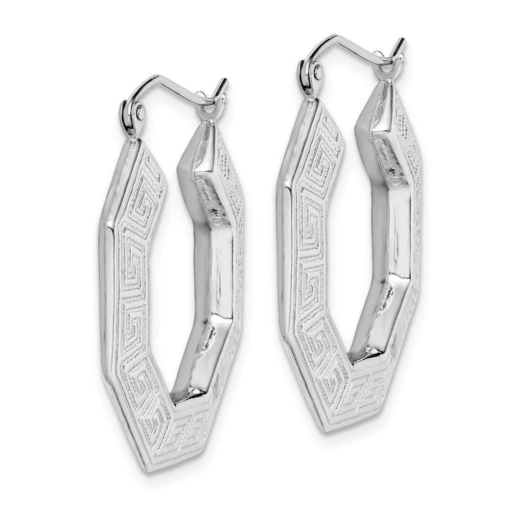 Sterling Shimmer Sterling Silver Rhodium-plated 60 Stone 2.25mm CZ In and Out Round Hinged Hoop Earrings
