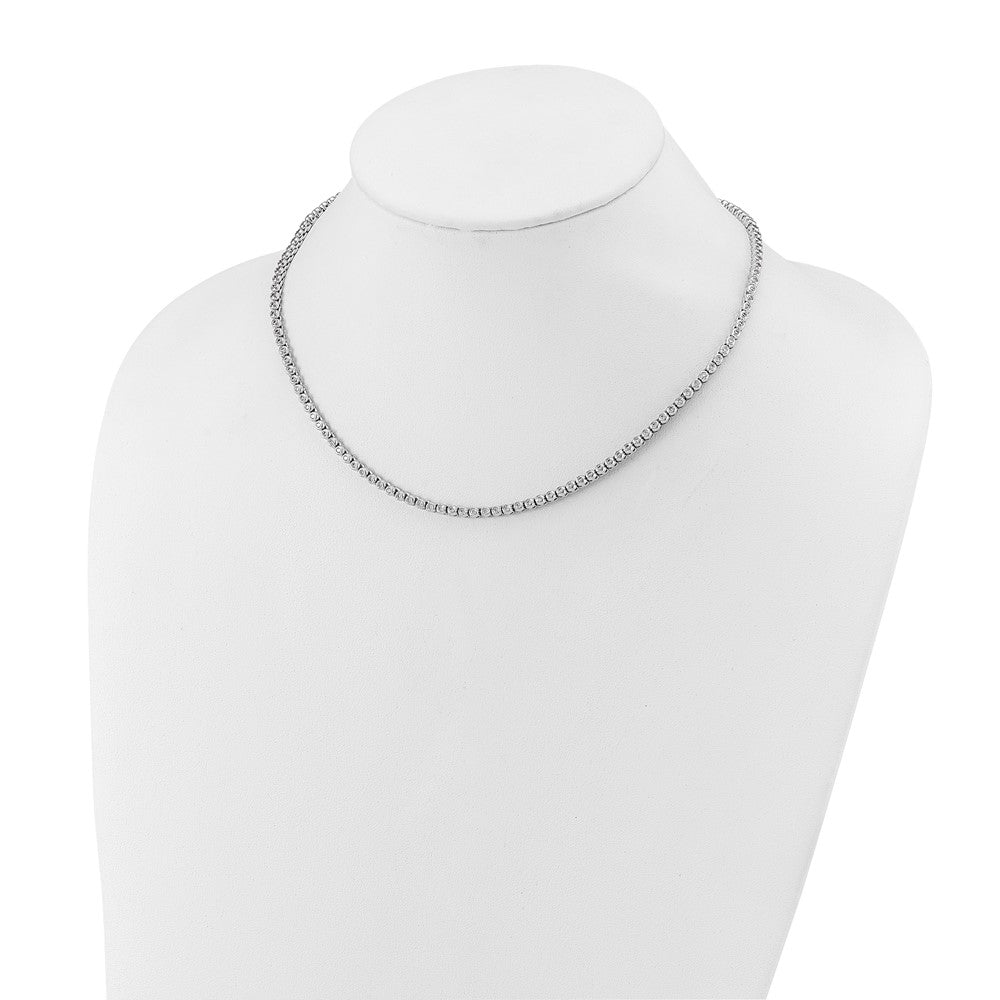 Sterling Shimmer Sterling Silver Rhodium-plated Bezel Set 1.7mm CZ 135 Stone 17 inch Necklace 17 Inches