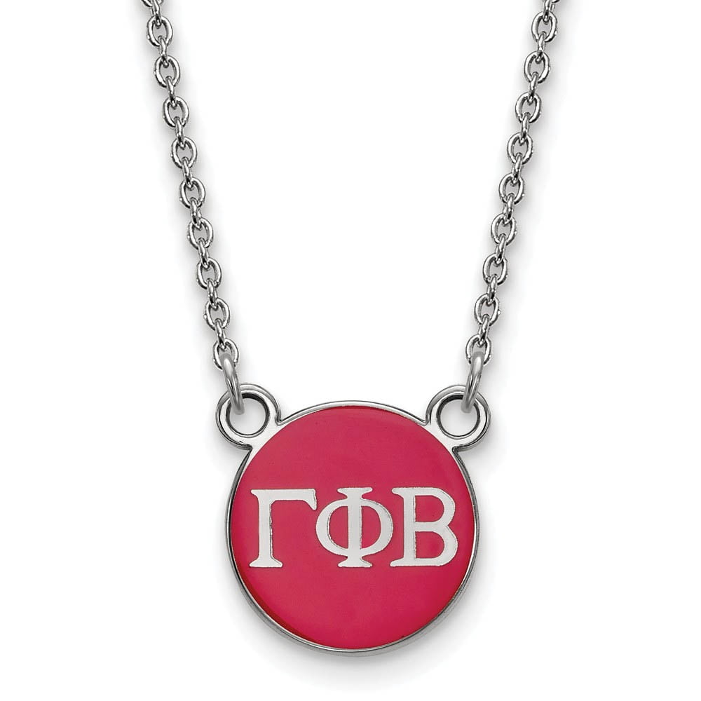 Sterling Silver 18in Official Licensed Greek Sororities Gamma Phi Beta (???) XS Enamel Pendant w/Necklace