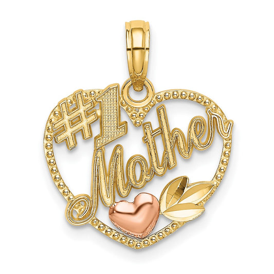 10k Two-Tone Heart w/ #1 MOTHER Charm