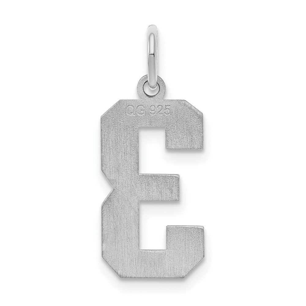 Sterling Silver/Rhodium-plated Satin Number 3 Charm