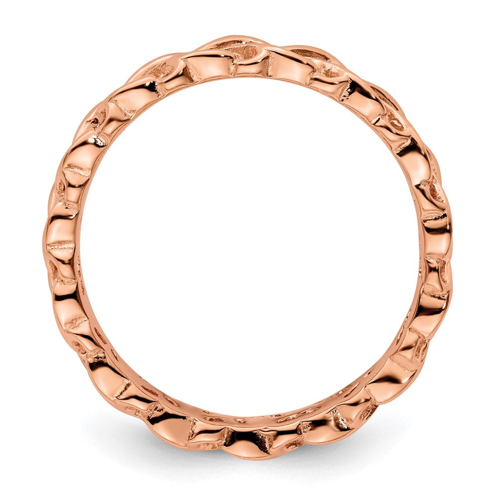 Sterling Silver Stackable Expressions Pink-plated Carved Ring Size -5
