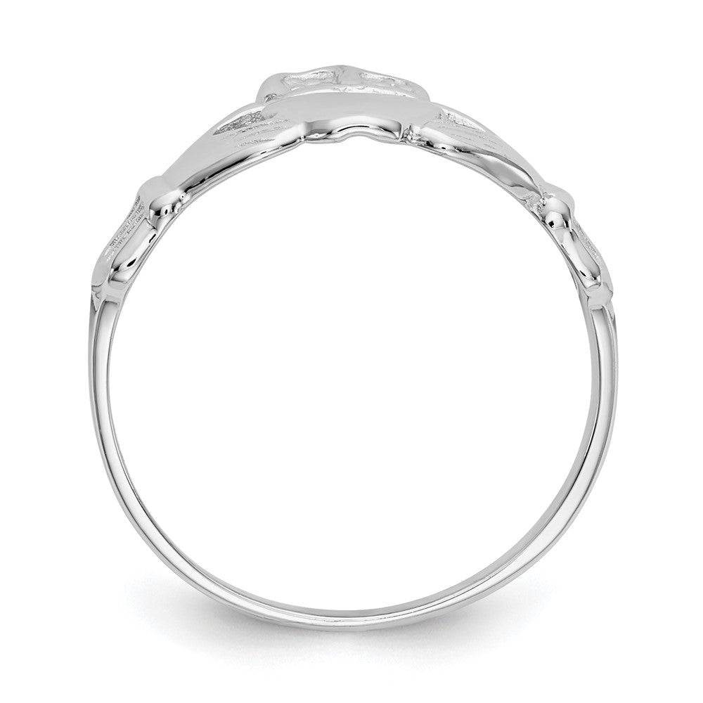 14k White Gold Polished Claddagh Ring Size 6