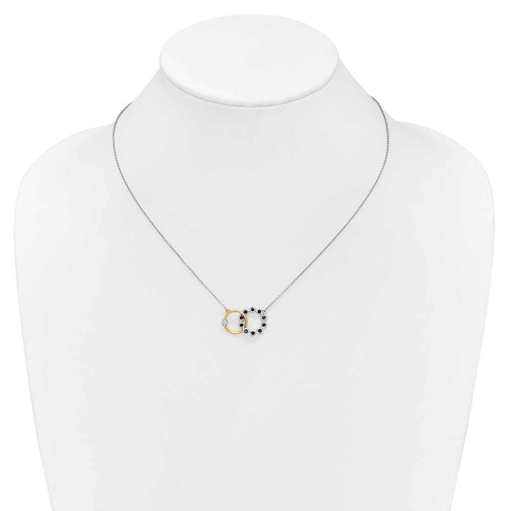 14k Two-tone Sapphire and Diamond 18in. Circles Necklace