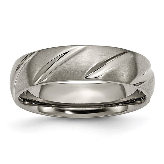 Titanium Satin 6mm Swirl Design Band Size - 9