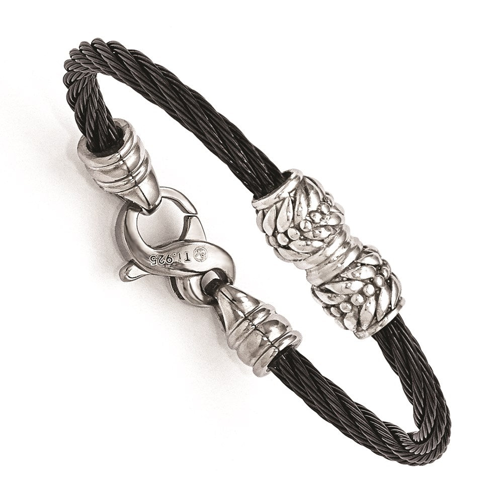 Edward Mirell Titanium Cable & Sterling Silver Bead Children's Bracelet
