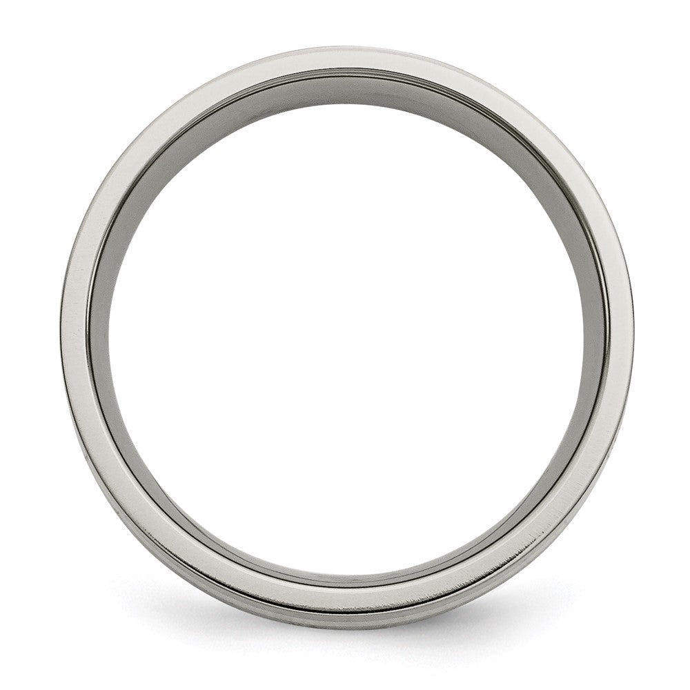 Titanium Polished w/14k Yellow Inlay 6mm Flat Band Size - 8.5