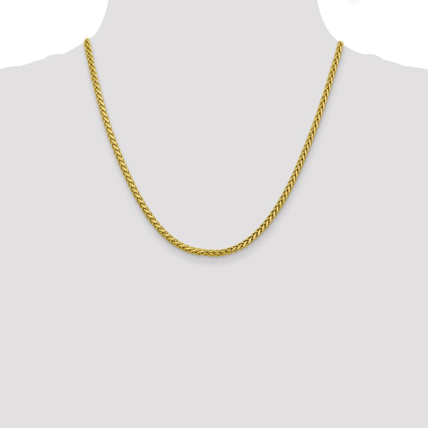 Primal Gold 14 Karat Yellow Gold 3.10mm Semi-solid Diamond Cut Wheat Chain