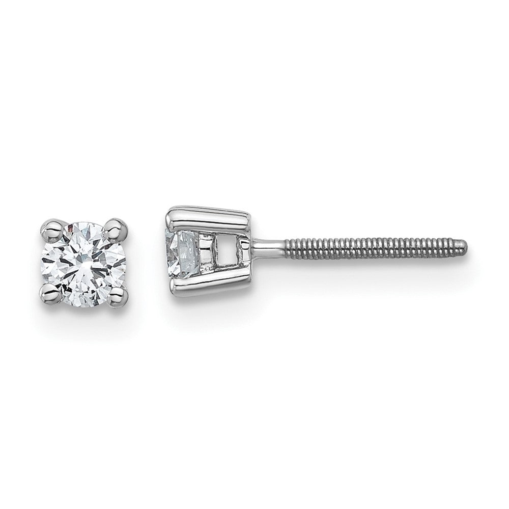 14k White Gold 1/3 ctw Certified Lab Grown Diamond VS+ F+ Round 4 Prong Heavy Wt. Screwback Stud Earrings