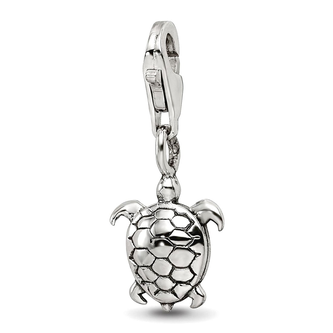 925 Sterling Silver Polished Oxidized Fancy Lobster Closure Reflections Turtle Click on Bead Charm 22.73x8.18mm Wide Pen