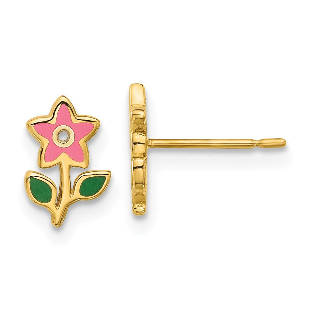 14K Madi K Polished Enameled Flower Post Earrings