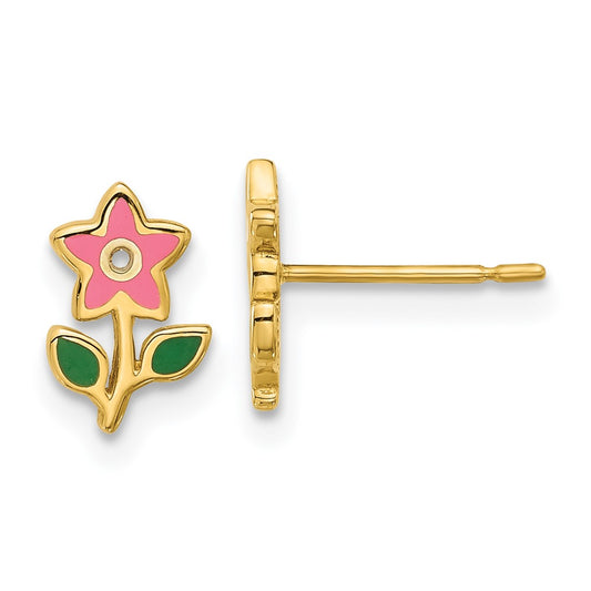 14K Madi K Polished Enameled Flower Post Earrings