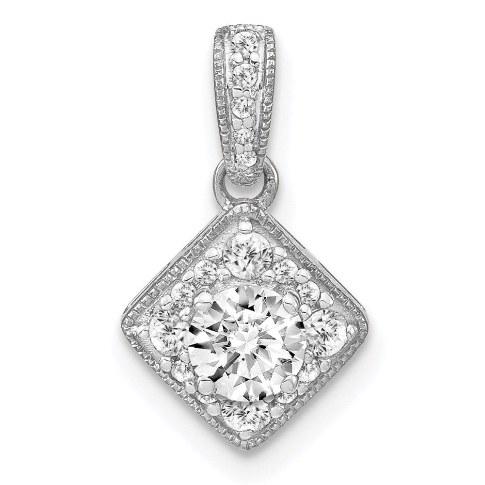 14k White Gold 1/2 carat Lab Grown Diamond VS/S FGH Square Complete Vintage Pendant