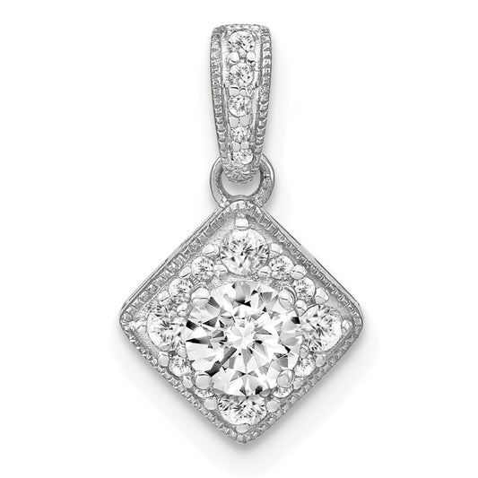 14k White Gold 1/2 carat Lab Grown Diamond VS/S FGH Square Complete Vintage Pendant