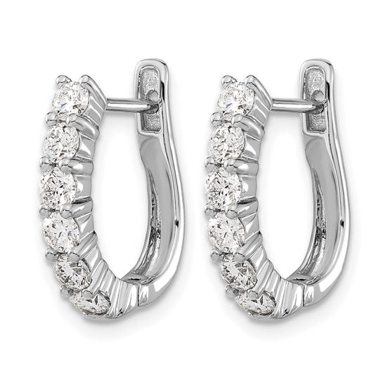 14k White Gold 1 carat Lab Grown Diamond VS/SI+ G+ Complete Hinged Hoop Earrings