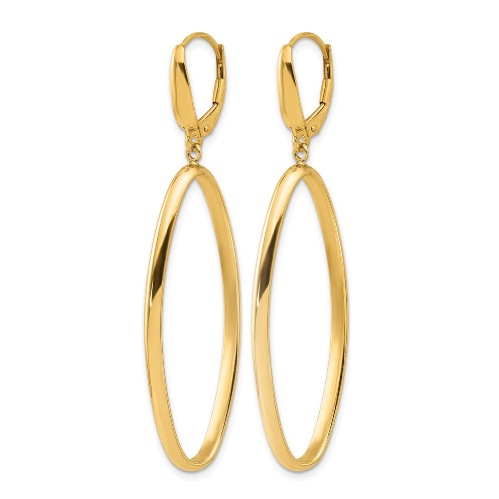 14K Polished Oval Dangle Leverback Earrings
