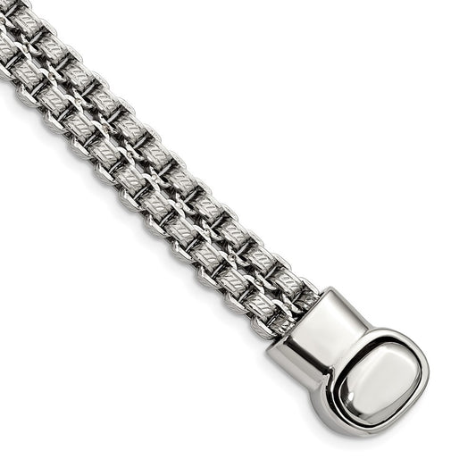 Stainless Steel Polished and Textured  Rolo Link 8.75in Bracelet 8.75 inches