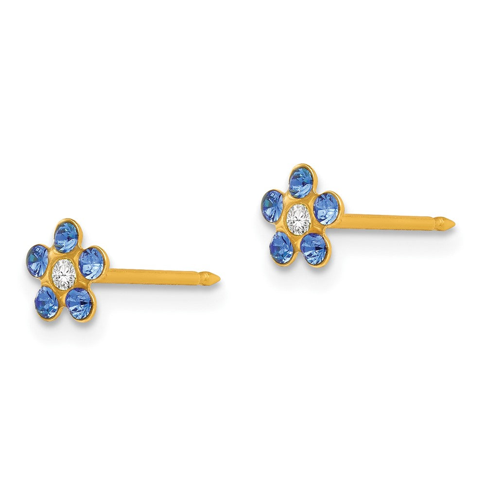 Inverness 14k September Blue Crystal Birthstone Flower Earrings
