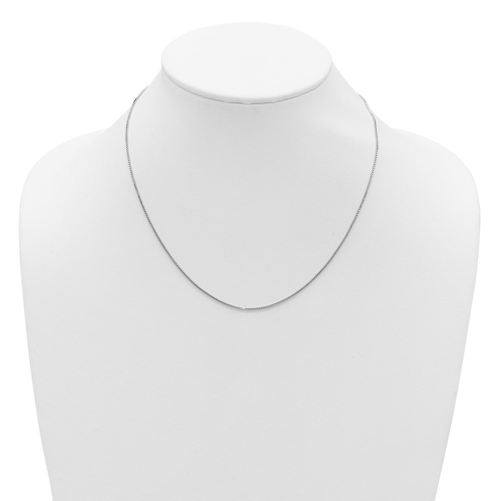 14K White Gold 1mm Box 2in+2in Adjustable Chain