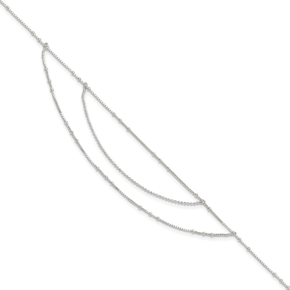 Sterling Silver Polished Multi-Strand 9in Plus 1 in Ext Anklet 9 inches