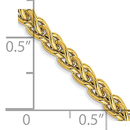 14K 22 inch 3.45mm Semi-Solid Wheat with Lobster Clasp Chain