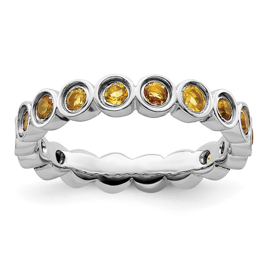 Sterling Silver Stackable Expressions Citrine Ring Size -8