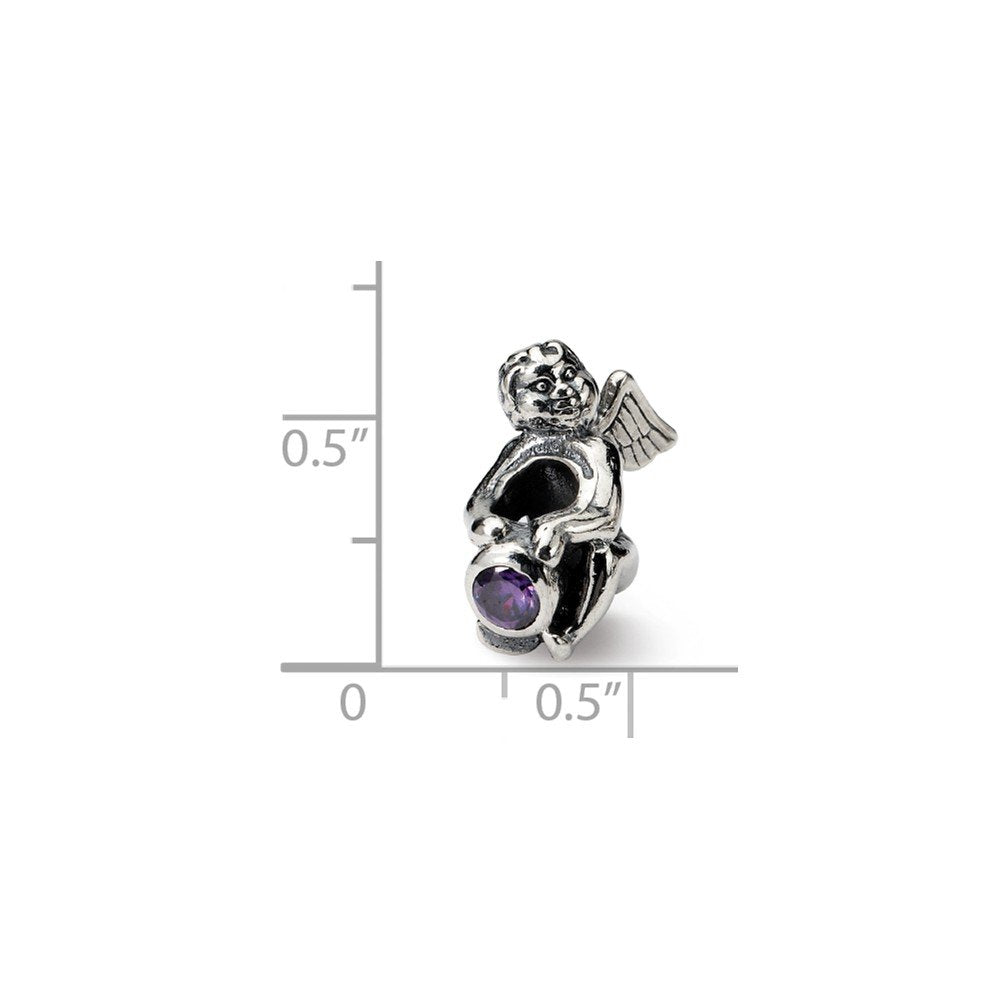 Sterling Silver Reflections February CZ Antiqued Bead