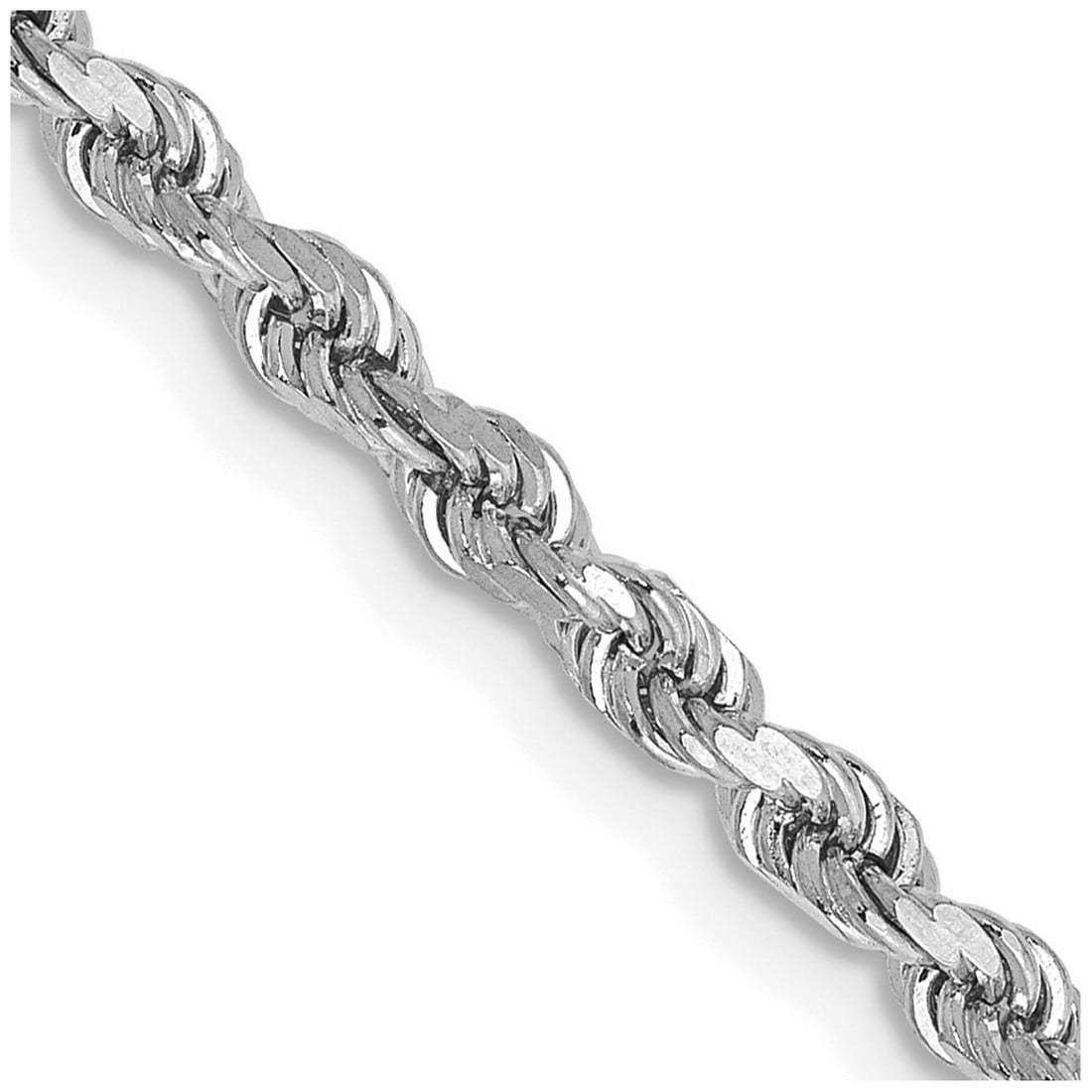 14K White Gold 18 inch 2.75mm Diamond-cut Rope with Lobster Clasp Chain