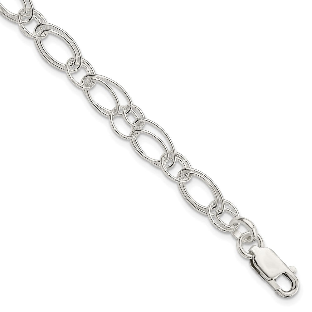 Sterling Silver Polished Oval Link Bracelet 7.5 inches