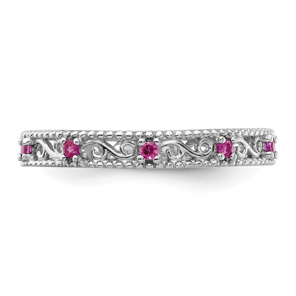 Sterling Silver Stackable Expressions Created Ruby Ring Size -10