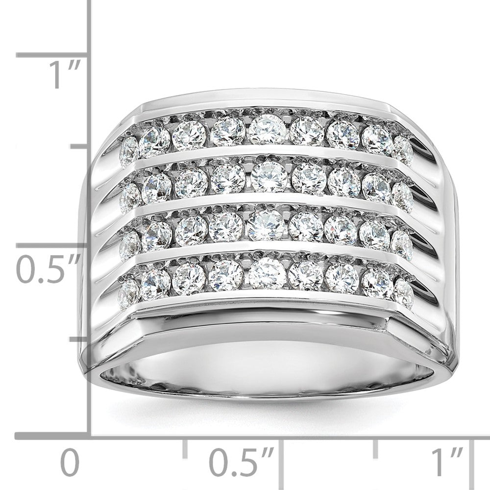 IBGoodman 10k White Gold Men's Polished and Grooved 4-Row Ring Mounting