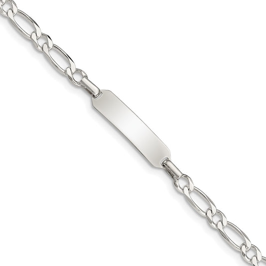 Sterling Silver Polished Engraveable Childrens ID Bracelet 5.5 inches