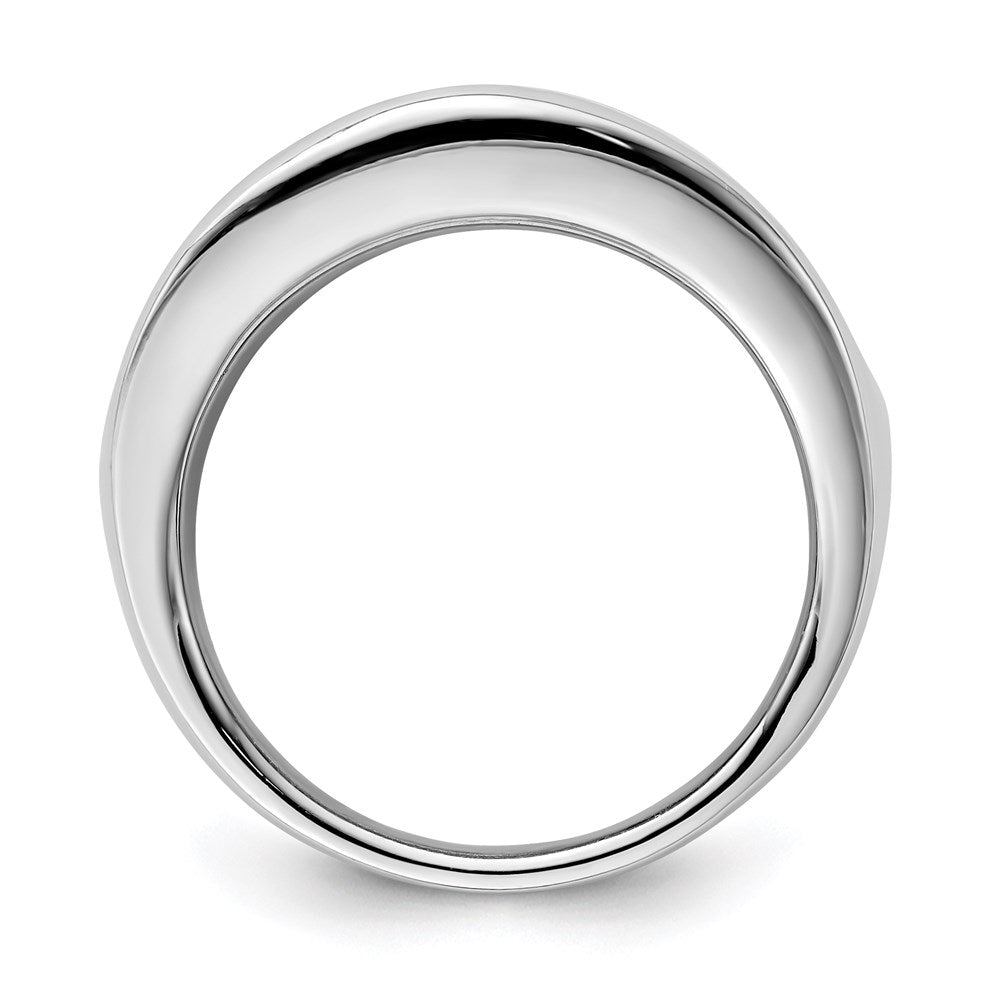 Sterling Silver Rhodium-plated Textured and Polished Ring