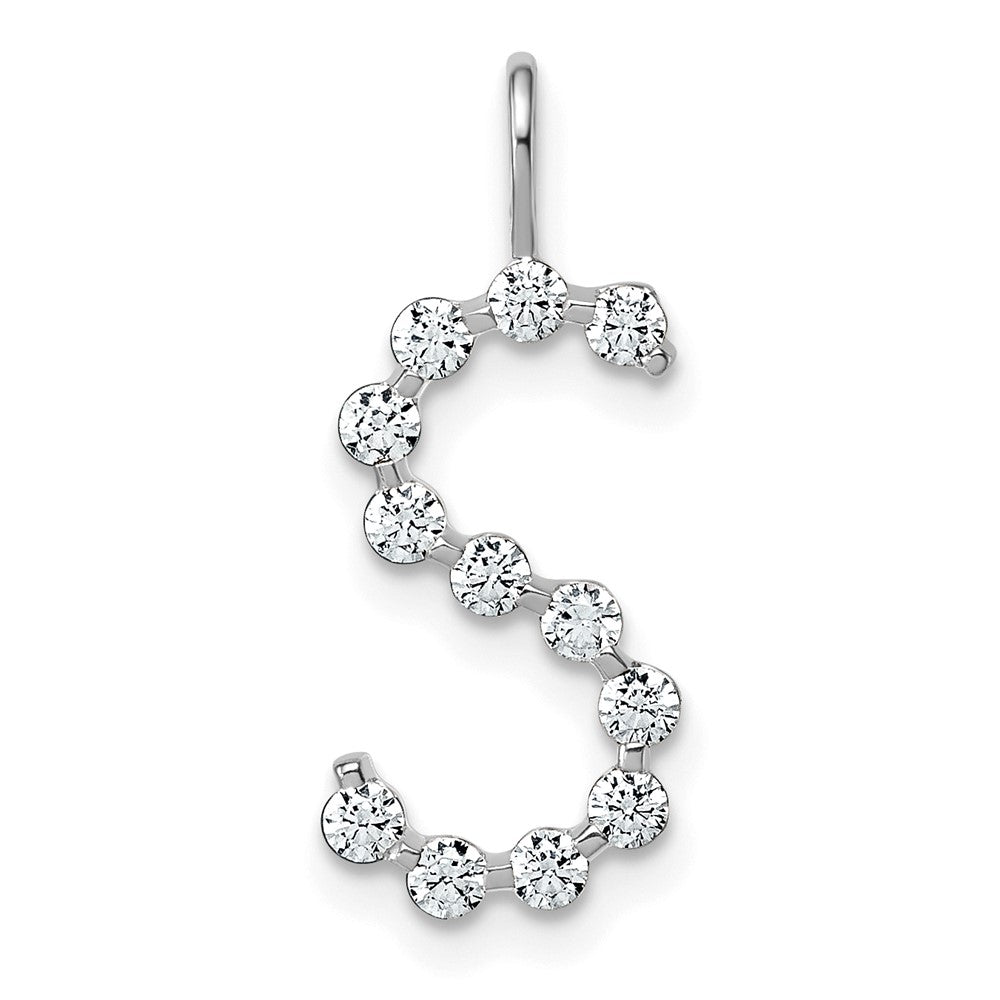 True Origin 14k White Gold 3/8 carat Lab Grown Diamond VS DEF Alphabet S Pendant