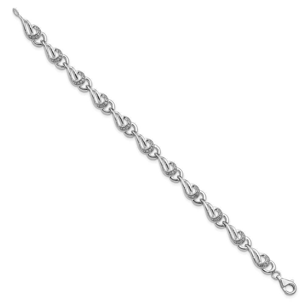 Sterling Silver Rhodium-plated Diam. Bracelet 7 inches