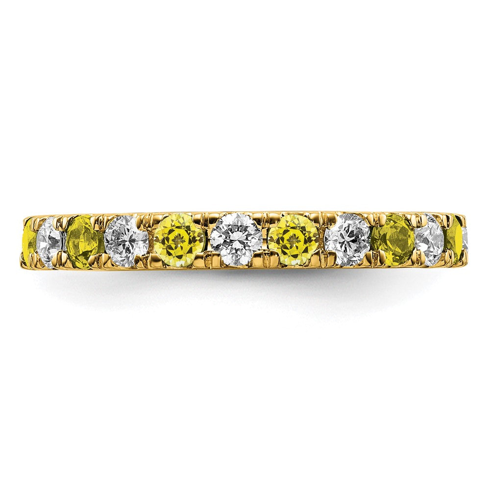 14k 3/4 carat Lab Grown Diamond VS/SI+ G+ and Lab Created Yellow Sapphire Size 6 Eternity Band