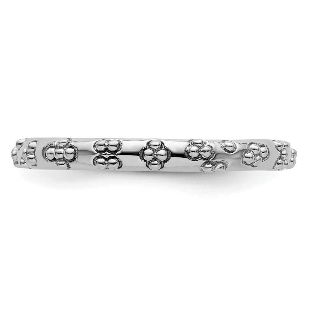 Sterling Silver Stackable Expressions Rhodium Textured Ring Size -5