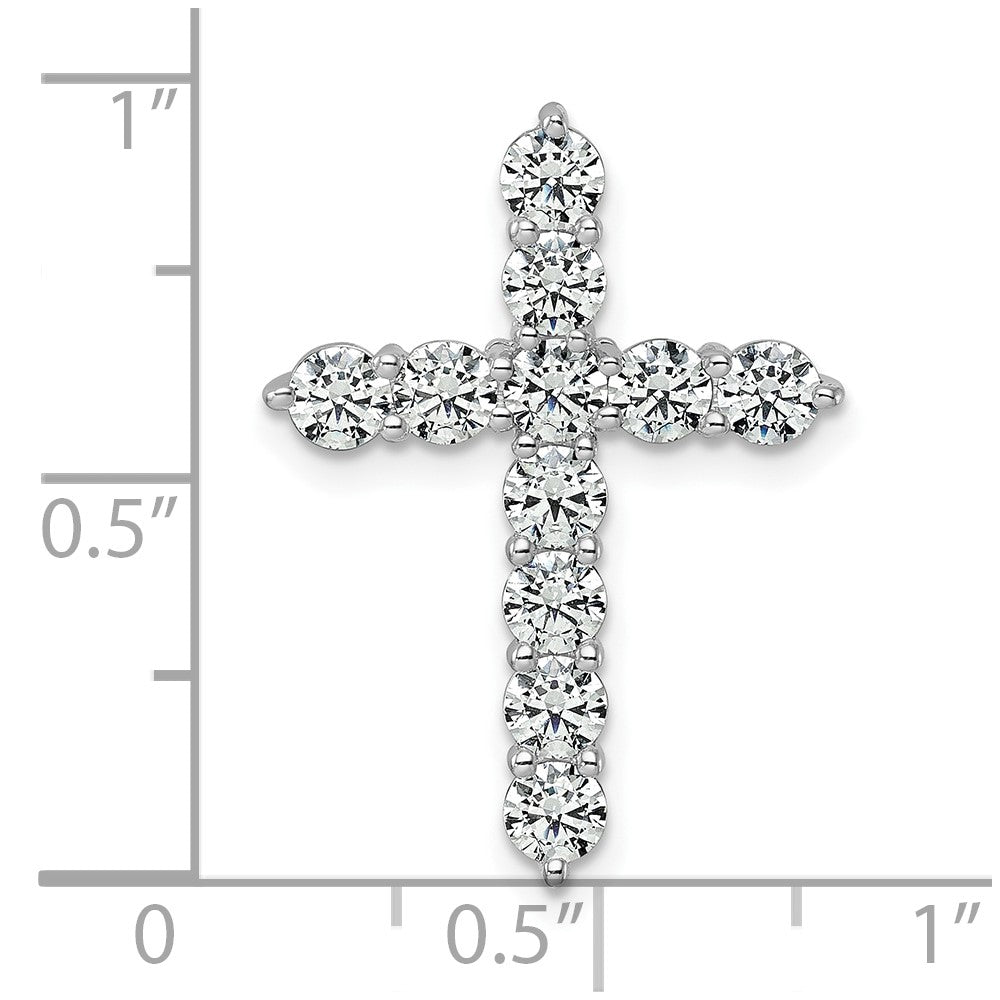 14k White Gold 2 carat Lab Grown Diamond VS/SI+ G+ Cross Chain Slide Pendant
