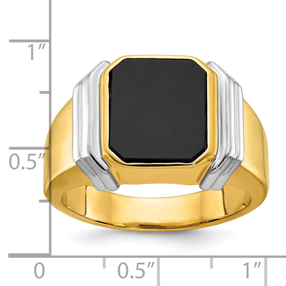 14k Two-tone IBGoodman Men's Onyx Complete Ring