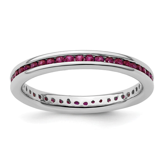 Sterling Silver Stackable Expressions Polished Created Ruby Ring Size -5