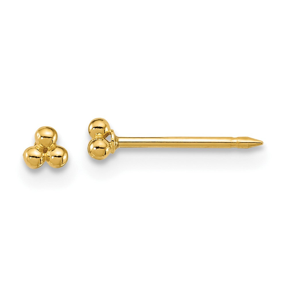Inverness 14K Gold Polished 3mm Triple Ball Post Piercing Earrings