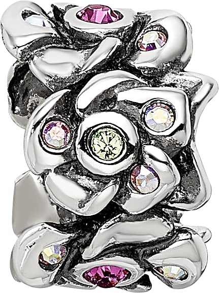 Sterling Silver Reflections Crystals Cherry Blossoms Bead