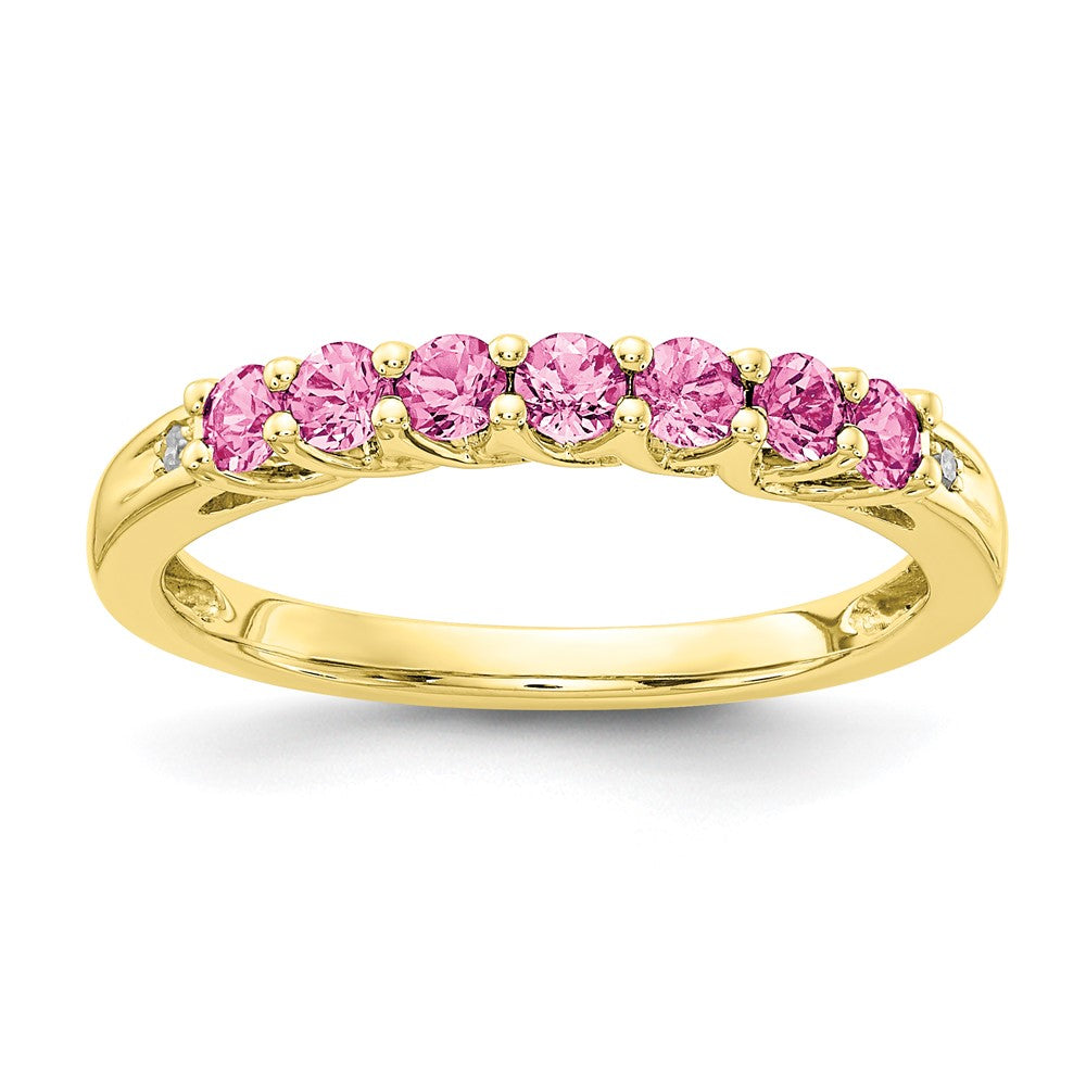10k Yellow Gold CR Pink Sapphire & Diamond Ring