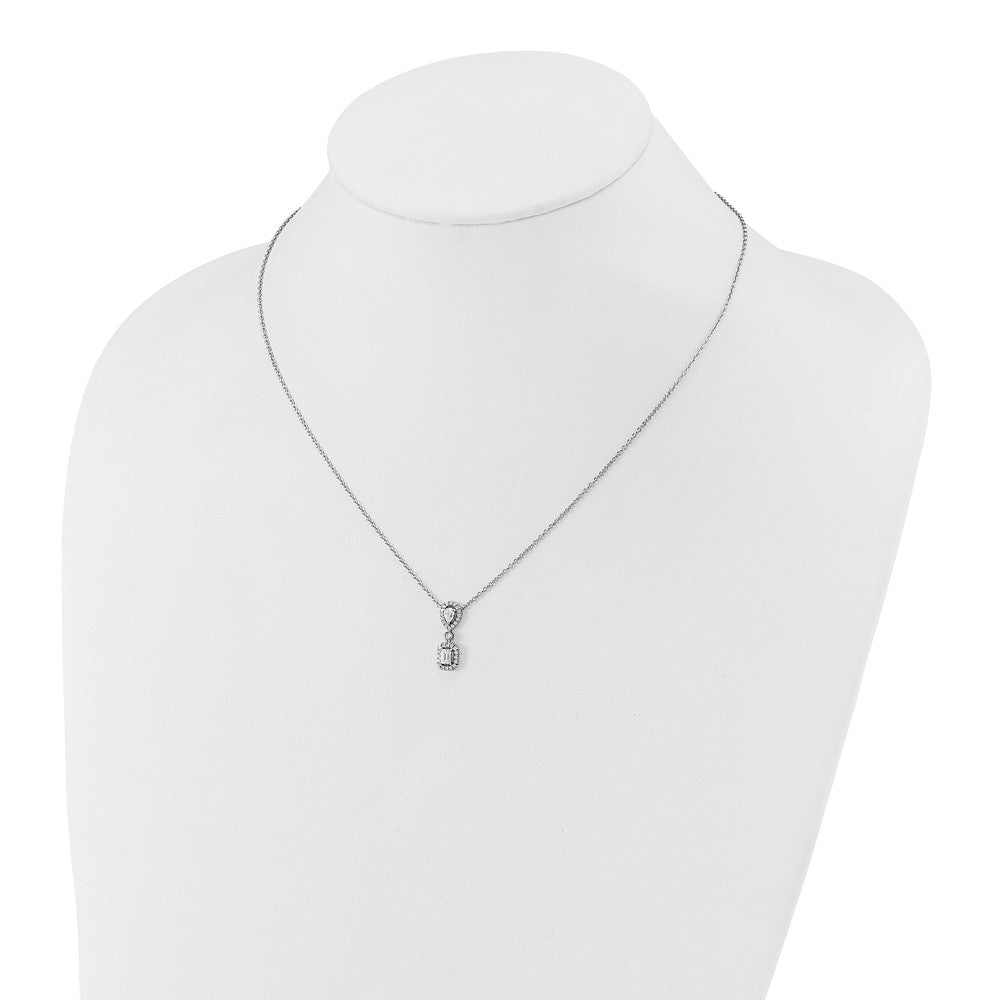14k White Gold 1/2 carat Lab Grown Diamond VS/SI+ G+ 18 inch Two Stone Halo Necklace