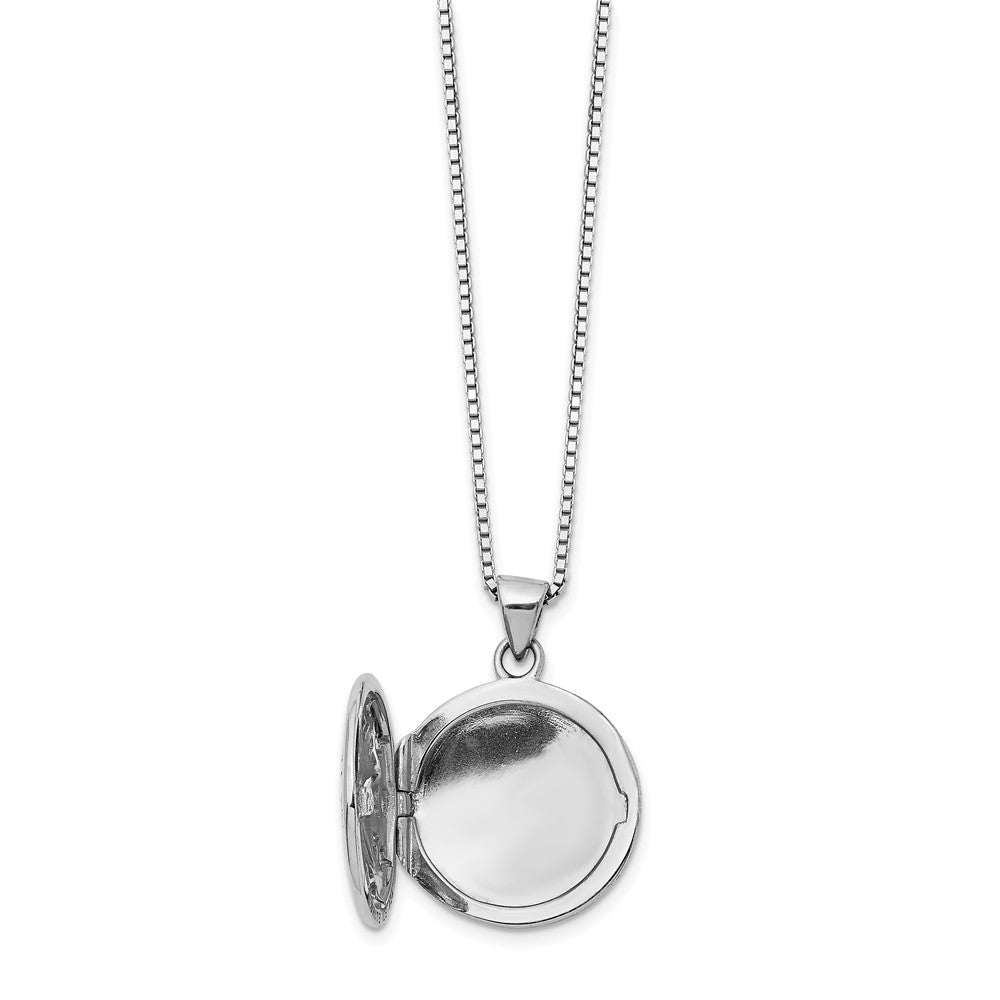 White Ice Sterling Silver Rhodium-plated 18 Inch Diamond Star Round Locket Necklace with 2 Inch Extender 18 Inches