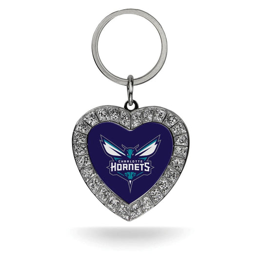 NBA Charlotte Hornets Rhinestone Heart Key Ring QGC7903