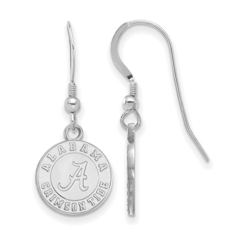 Sterling Silver Rhodium-plated LogoArt University of Alabama Crimson Tide Small Dangle Wire Earrings QSS048UAL