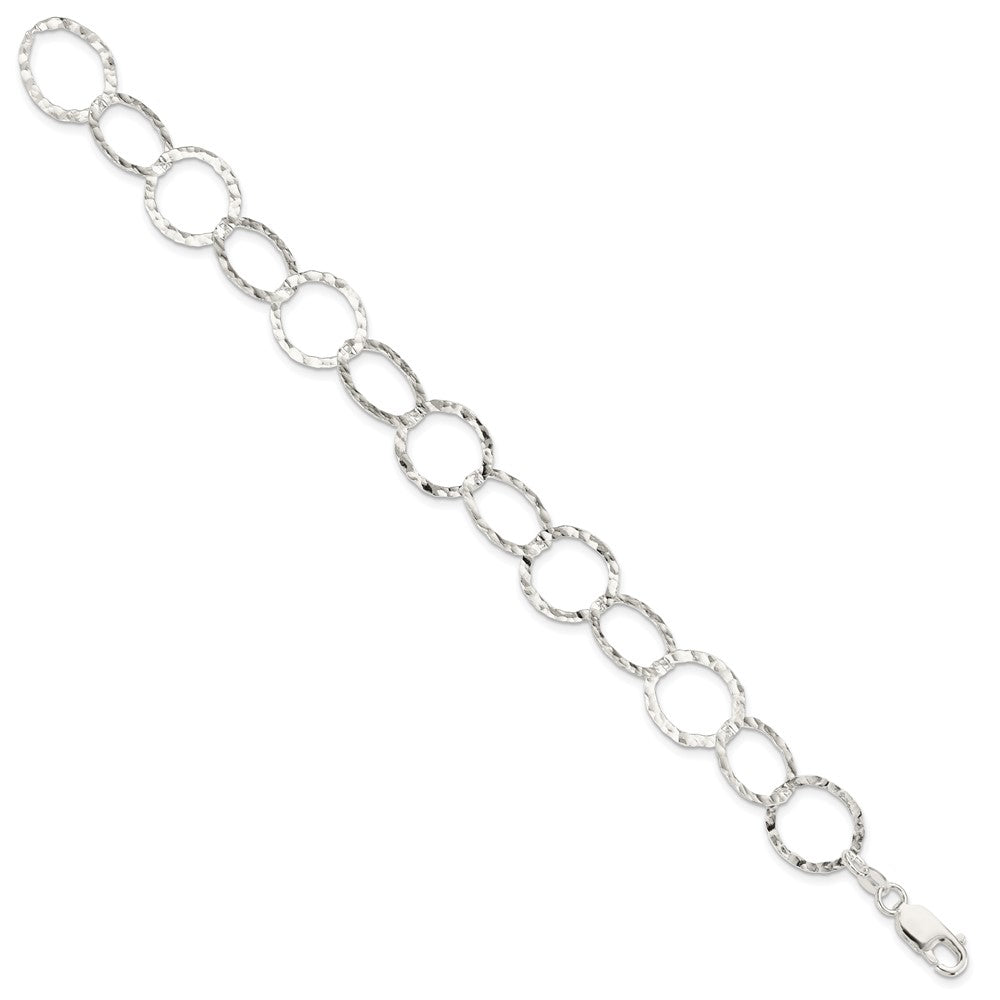 Sterling Silver Fancy Hammered Bracelet 7.5 inches