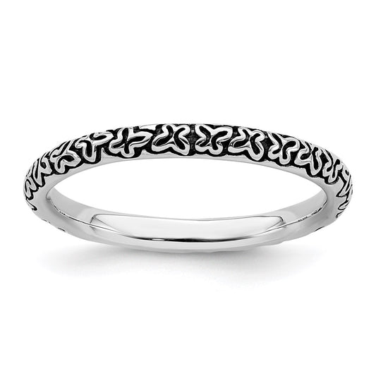 Sterling Silver Stackable Expressions Antiqued Ring Size -9