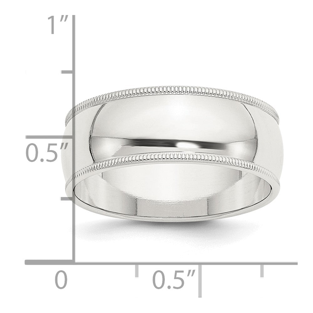 Sterling Silver 8mm Half Round Milgrain Size 10 Band